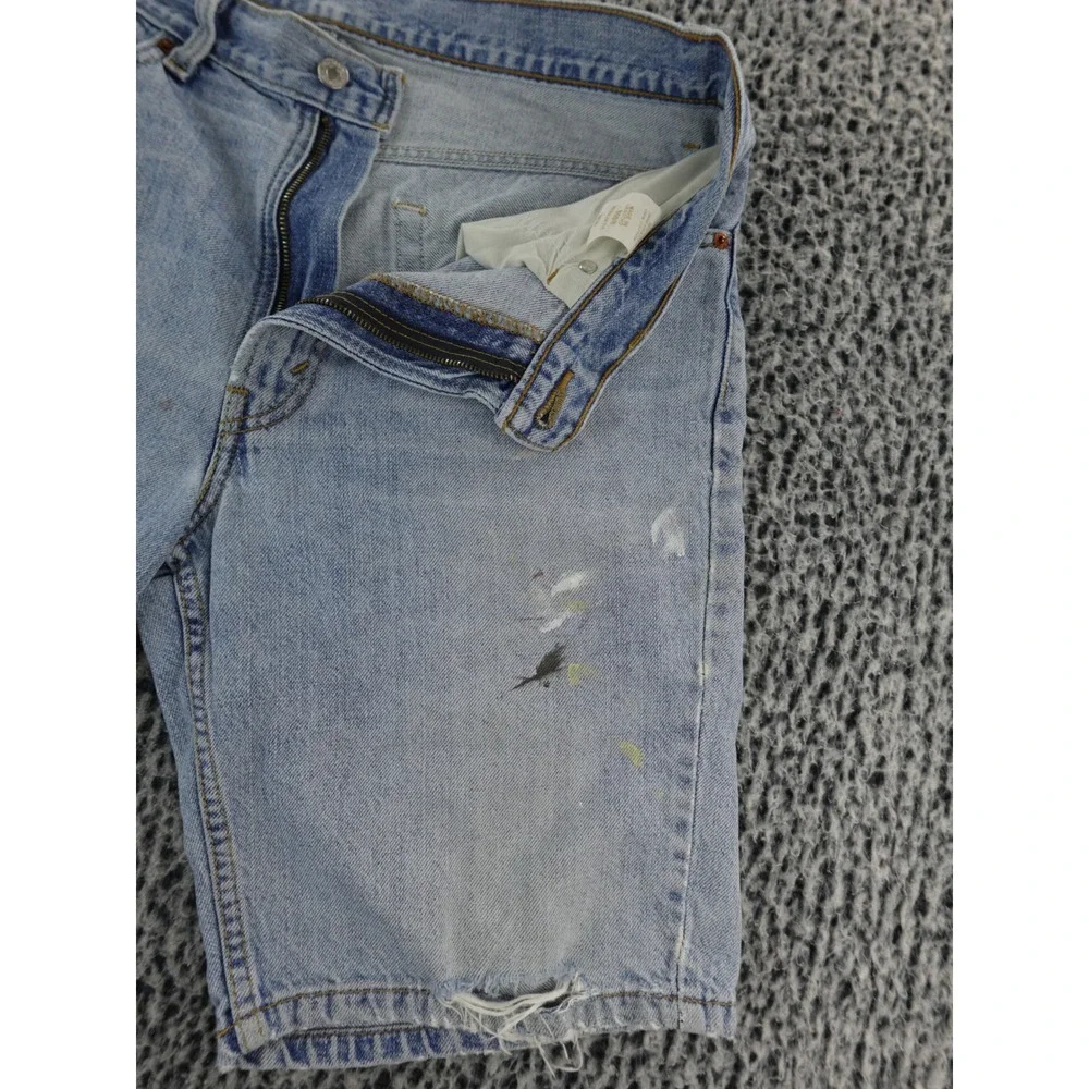 Levi's Mens Light Wash Distressed Denim Jean Shorts With Paint‎ Splatter Size 34